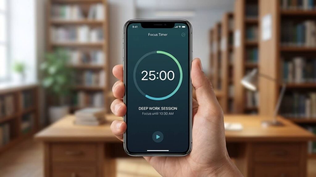 Using productivity apps on smartphone