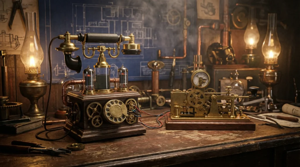Antique telephone vs telegraph