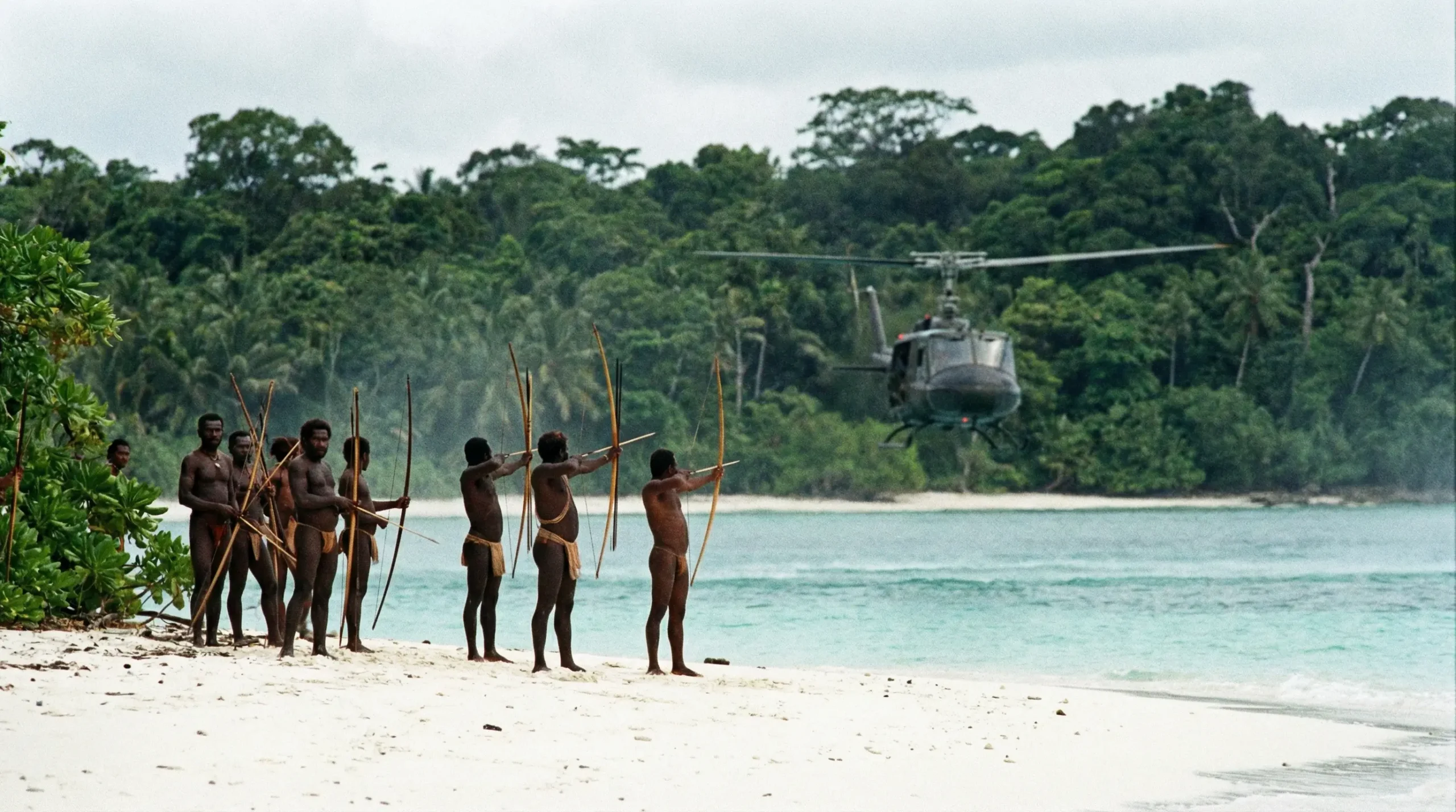 Most Isolated Tribes Sentinelese attacking helicopter